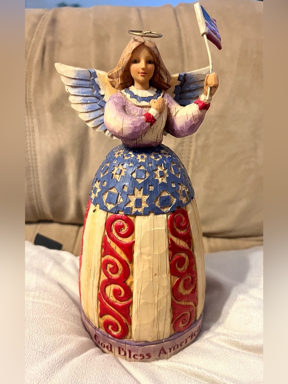Heartwood Creek by Jim Shore Patriotic Angel "God Bless America" 10 in